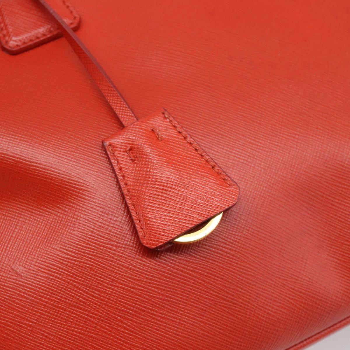 PRADA Hand Bag Safiano Leather 2way Orange Gold Auth bs36543