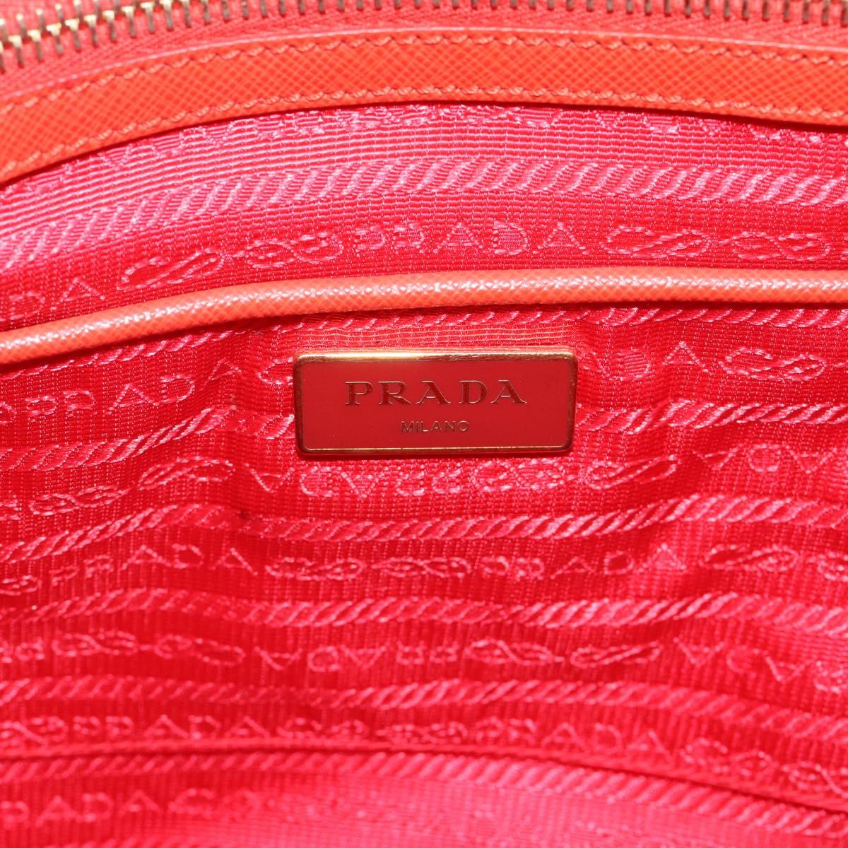 PRADA Hand Bag Safiano Leather 2way Orange Gold Auth bs36543
