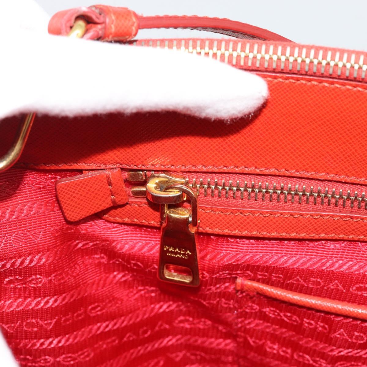 PRADA Hand Bag Safiano Leather 2way Orange Gold Auth bs36543