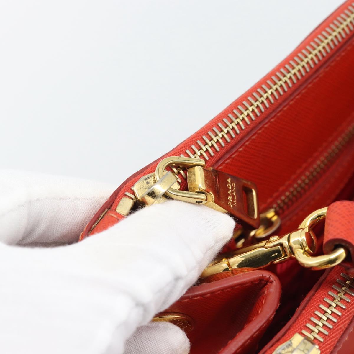 PRADA Hand Bag Safiano Leather 2way Orange Gold Auth bs36543