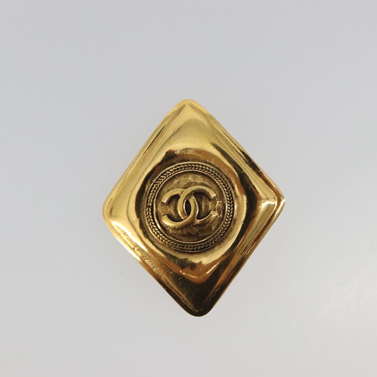 CHANEL Brooch Metal Gold Tone CC Auth bs36545