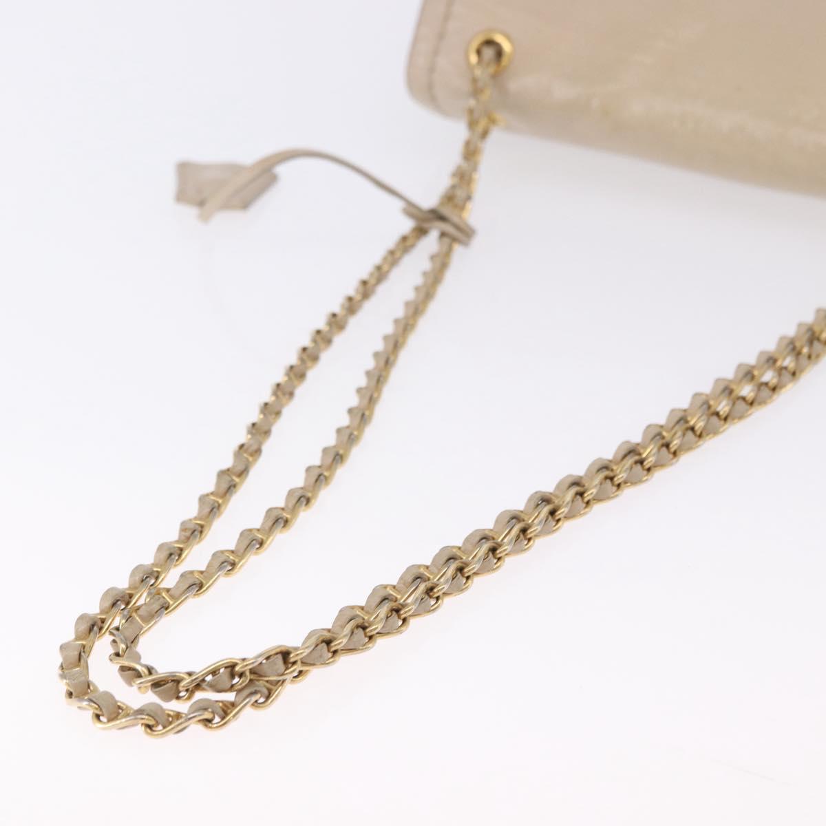 PRADA Chain Shoulder Bag Leather Beige Gold Auth bs36546