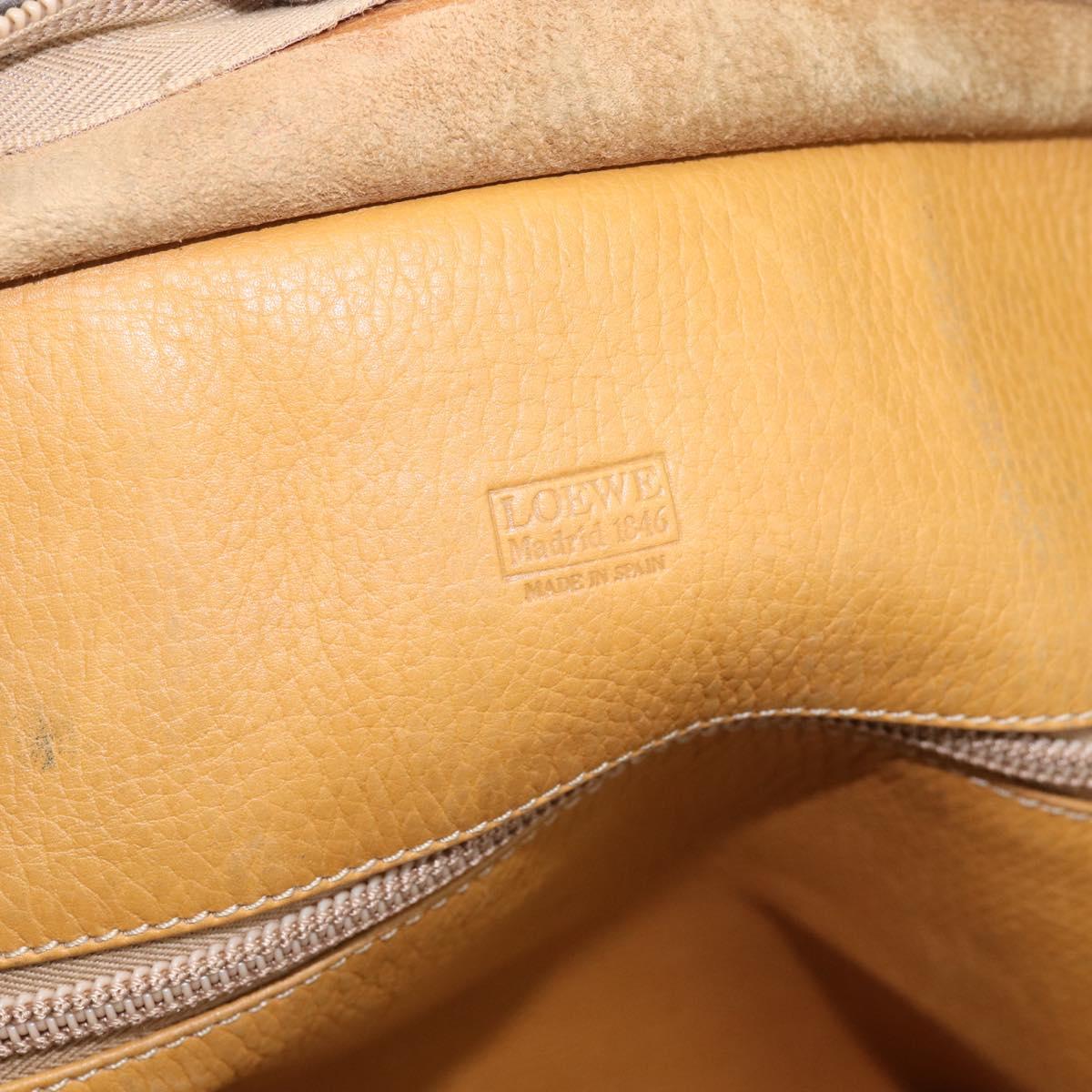 LOEWE Boston Bag Leather Beige Gold Auth bs36547