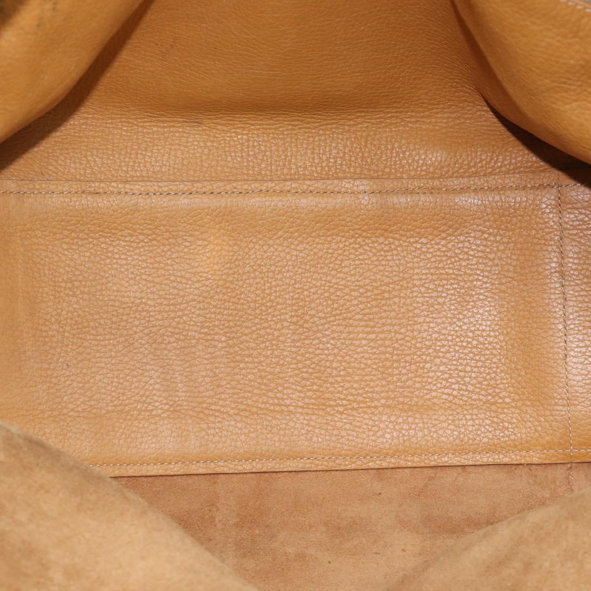LOEWE Boston Bag Leather Beige Gold Auth bs36547