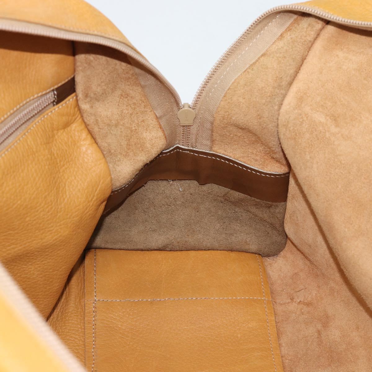 LOEWE Boston Bag Leather Beige Gold Auth bs36547