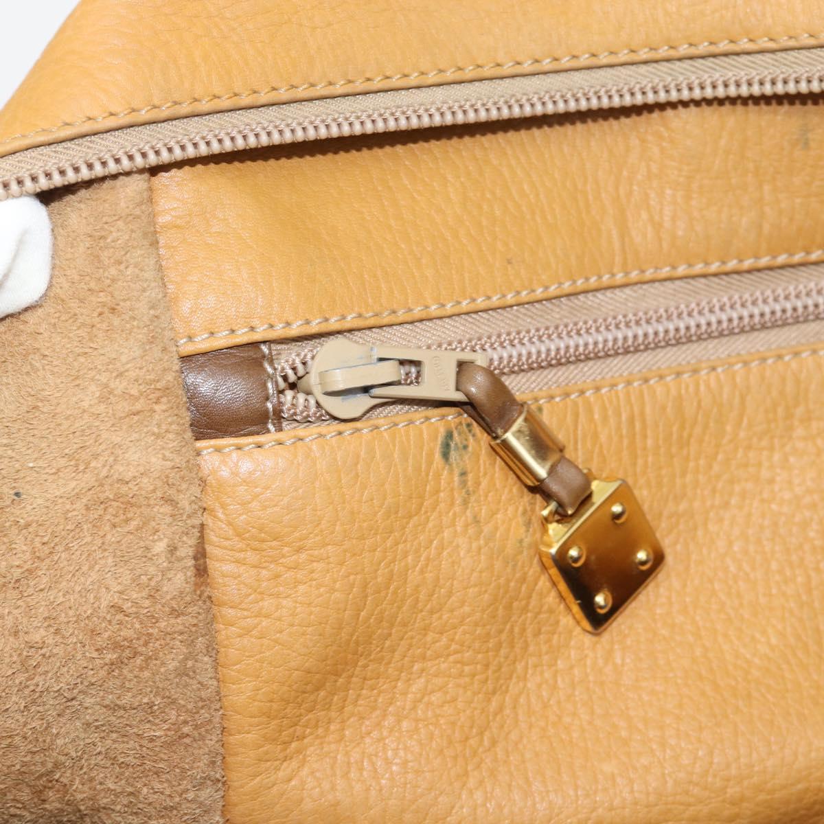 LOEWE Boston Bag Leather Beige Gold Auth bs36547