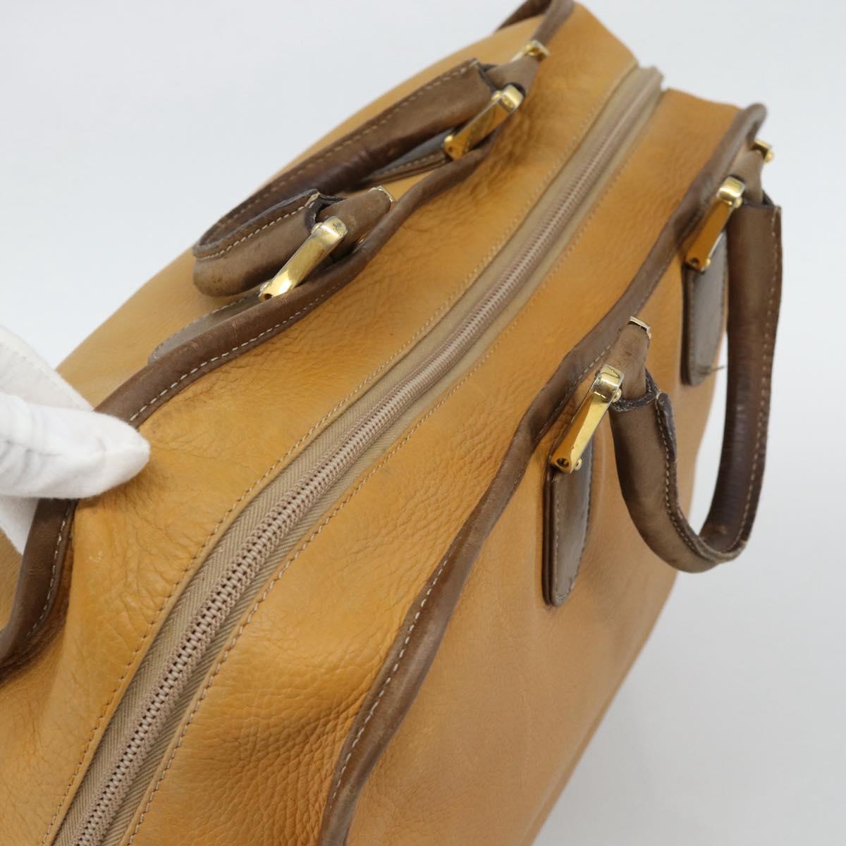 LOEWE Boston Bag Leather Beige Gold Auth bs36547