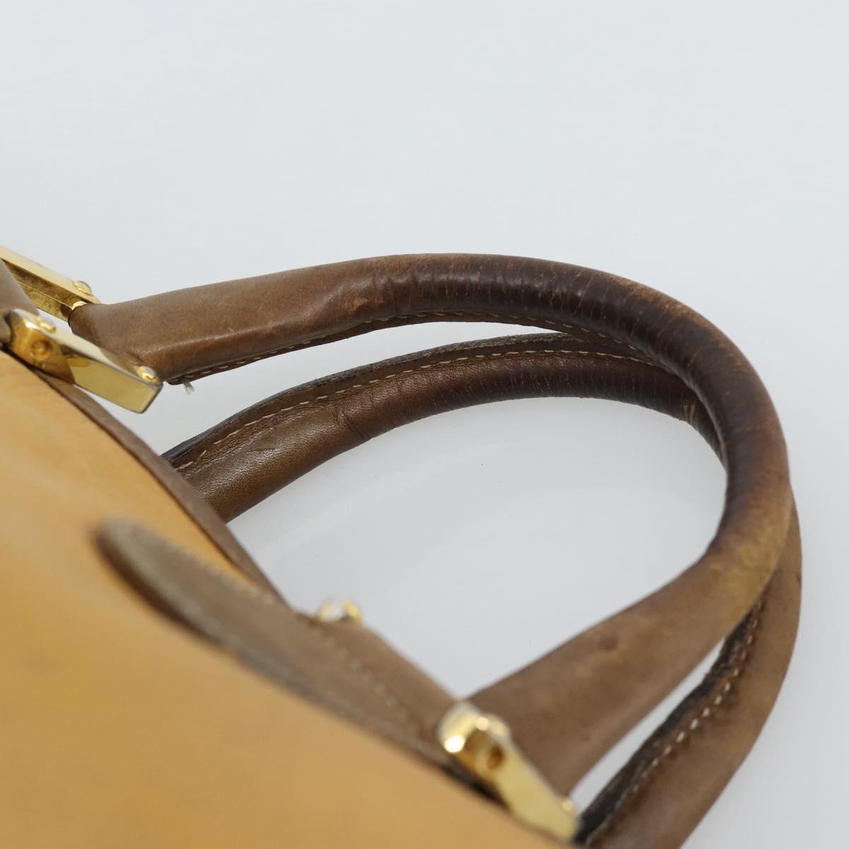 LOEWE Boston Bag Leather Beige Gold Auth bs36547