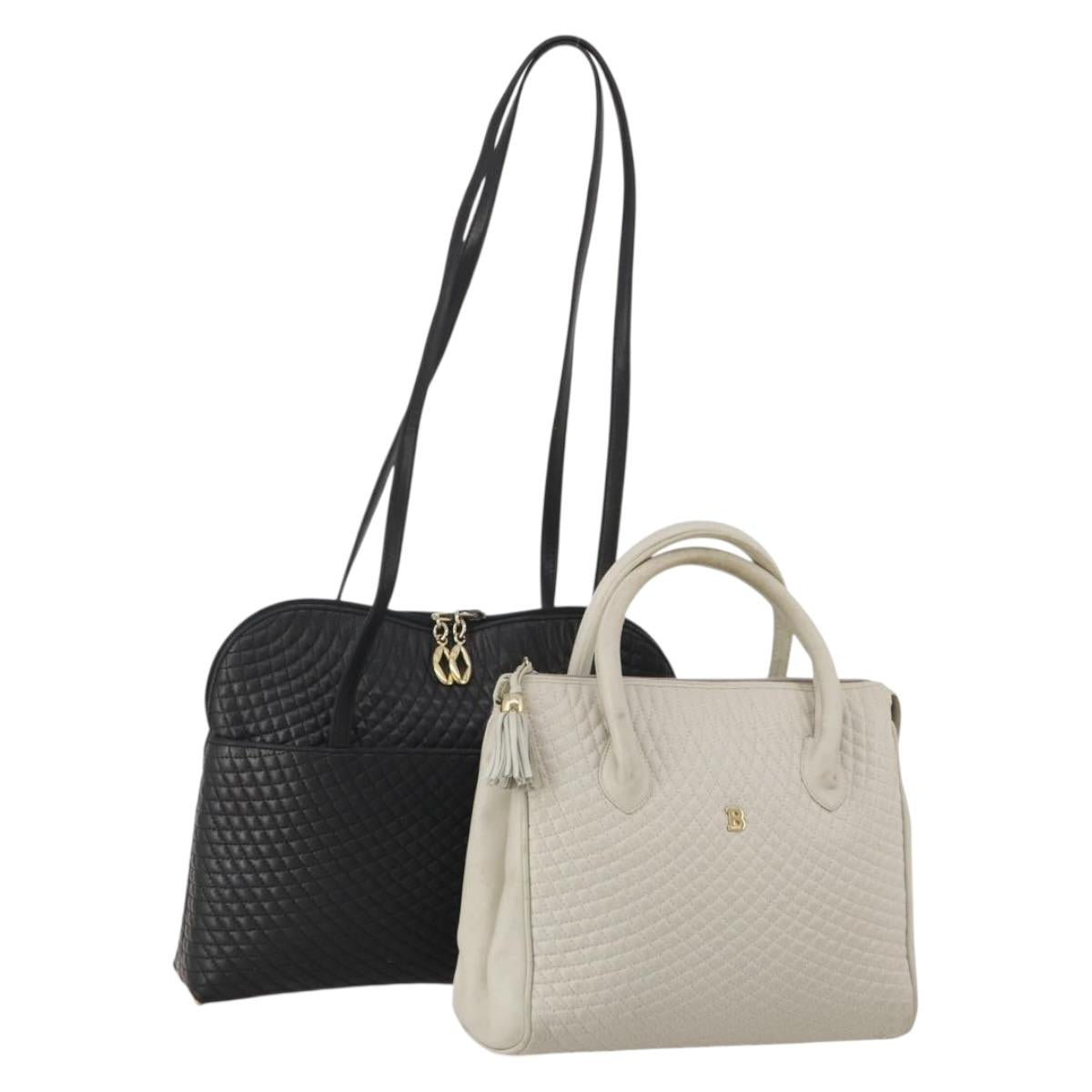 BALLY Shoulder Bag Leather 2 Set Black White Auth bs36550