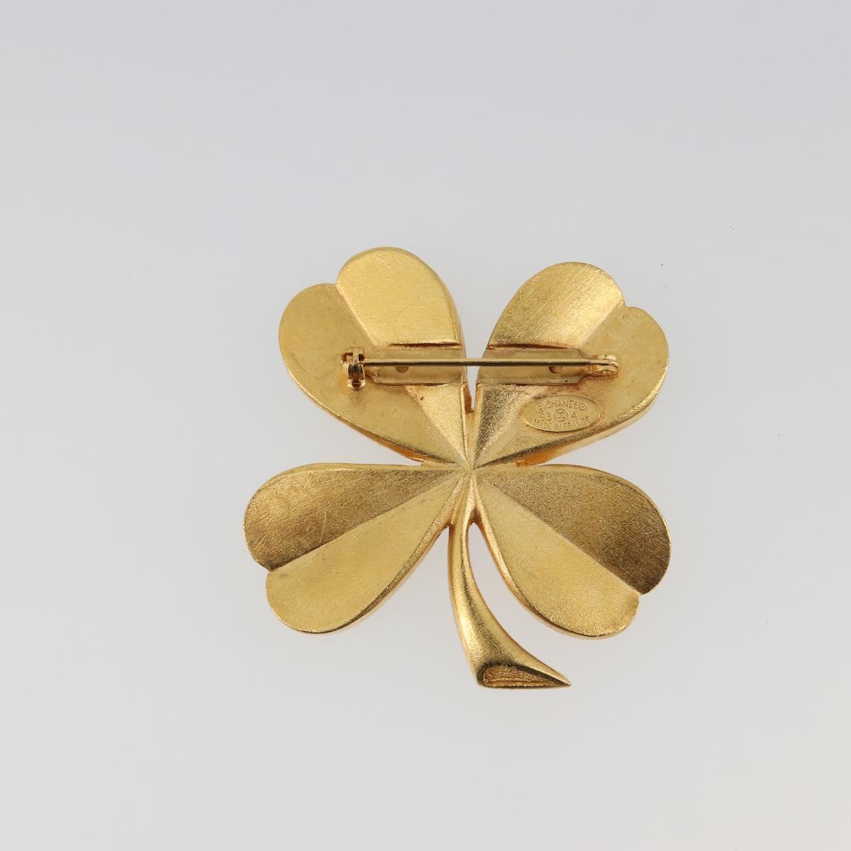 CHANEL Brooch Metal Gold Tone CC Auth bs36553