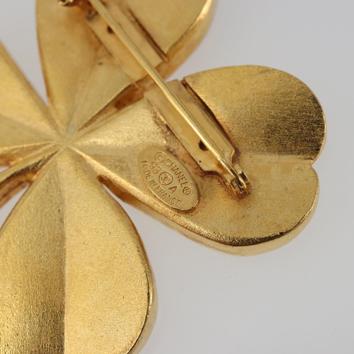 CHANEL Brooch Metal Gold Tone CC Auth bs36553