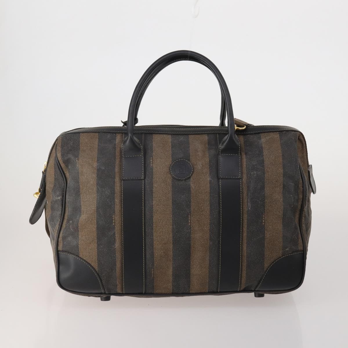 FENDI Pecan Canvas Zucca Canvas Hand Bag PVC 5 Set Brown Black Auth bs36555