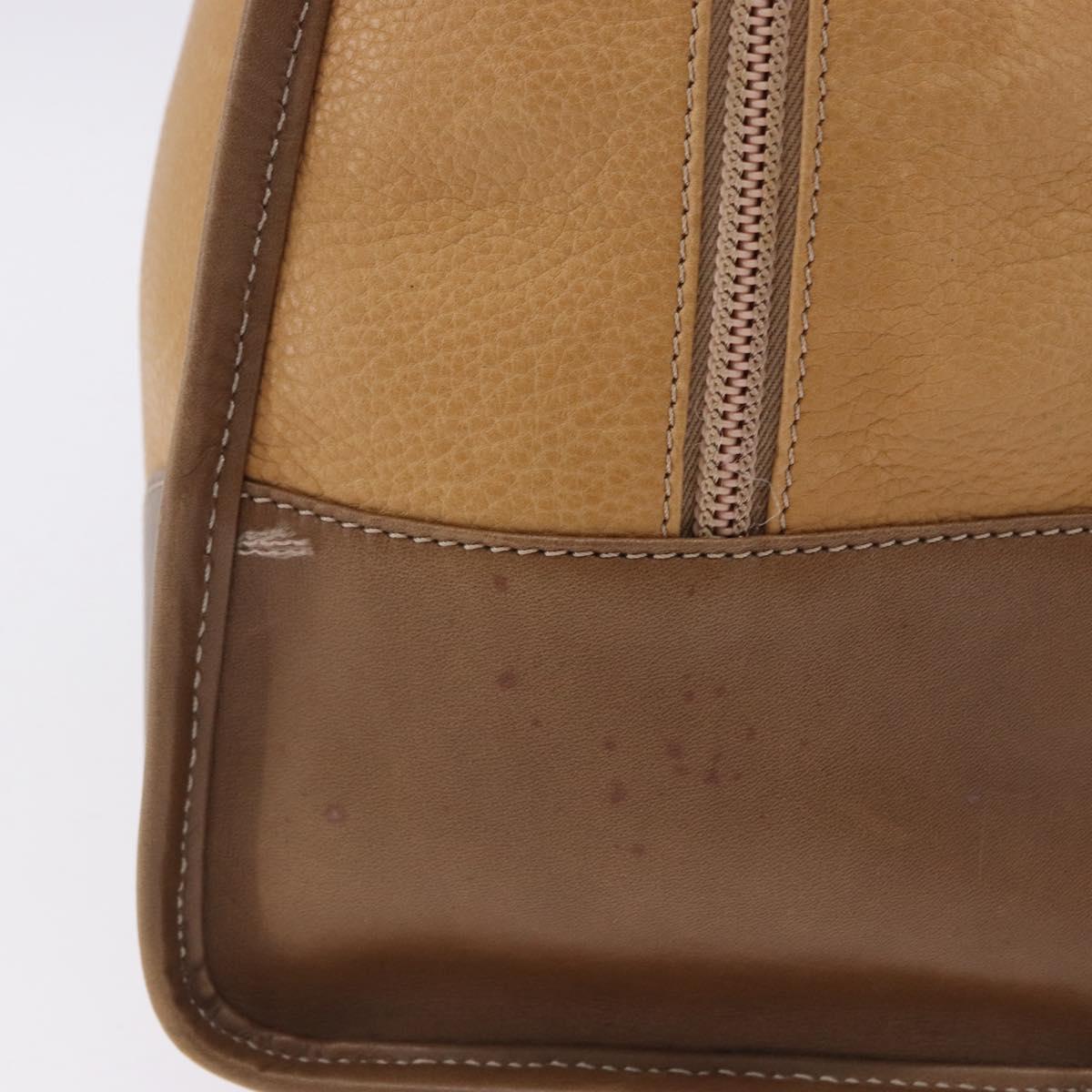 LOEWE Hand Bag Leather Beige Gold Auth bs36556