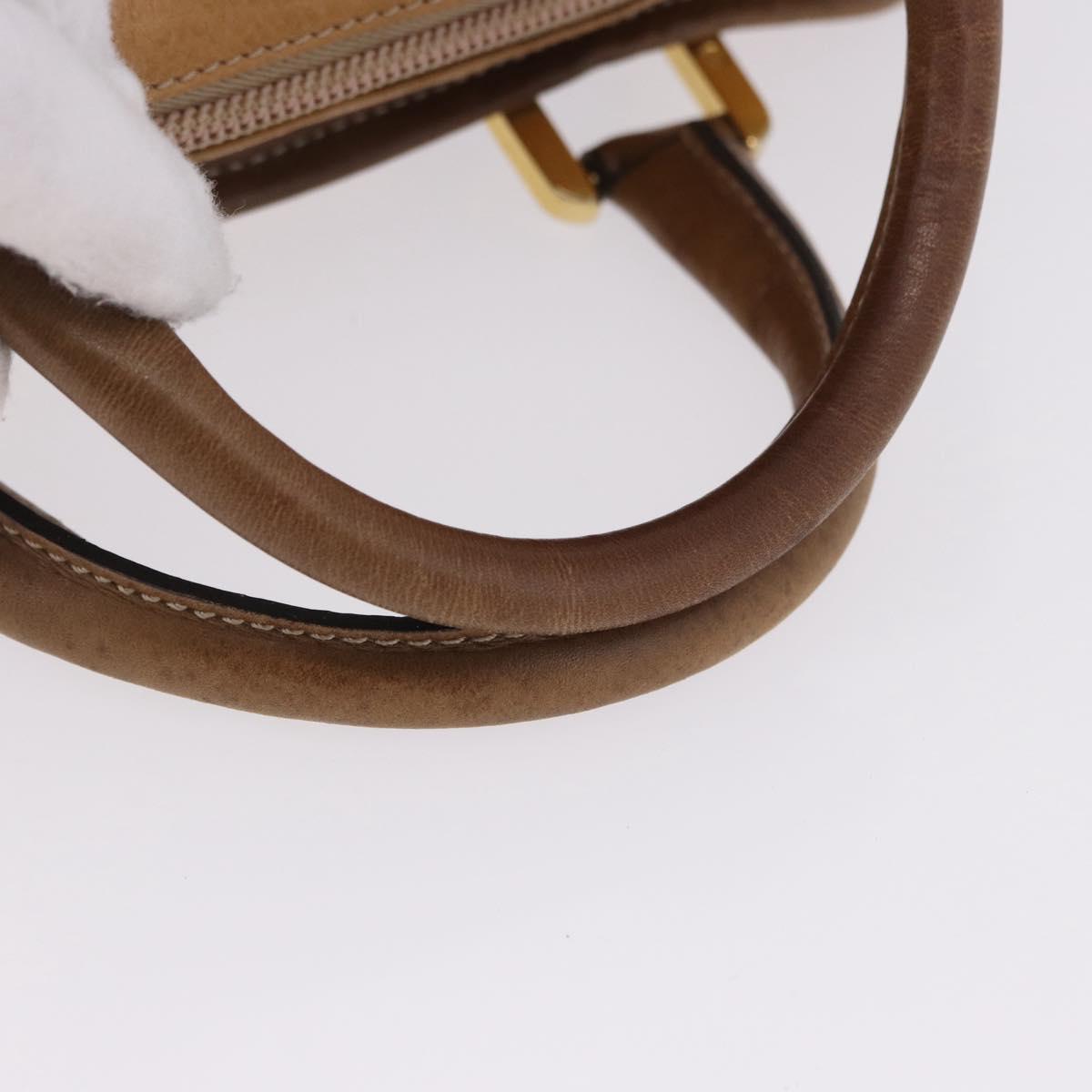 LOEWE Hand Bag Leather Beige Gold Auth bs36556