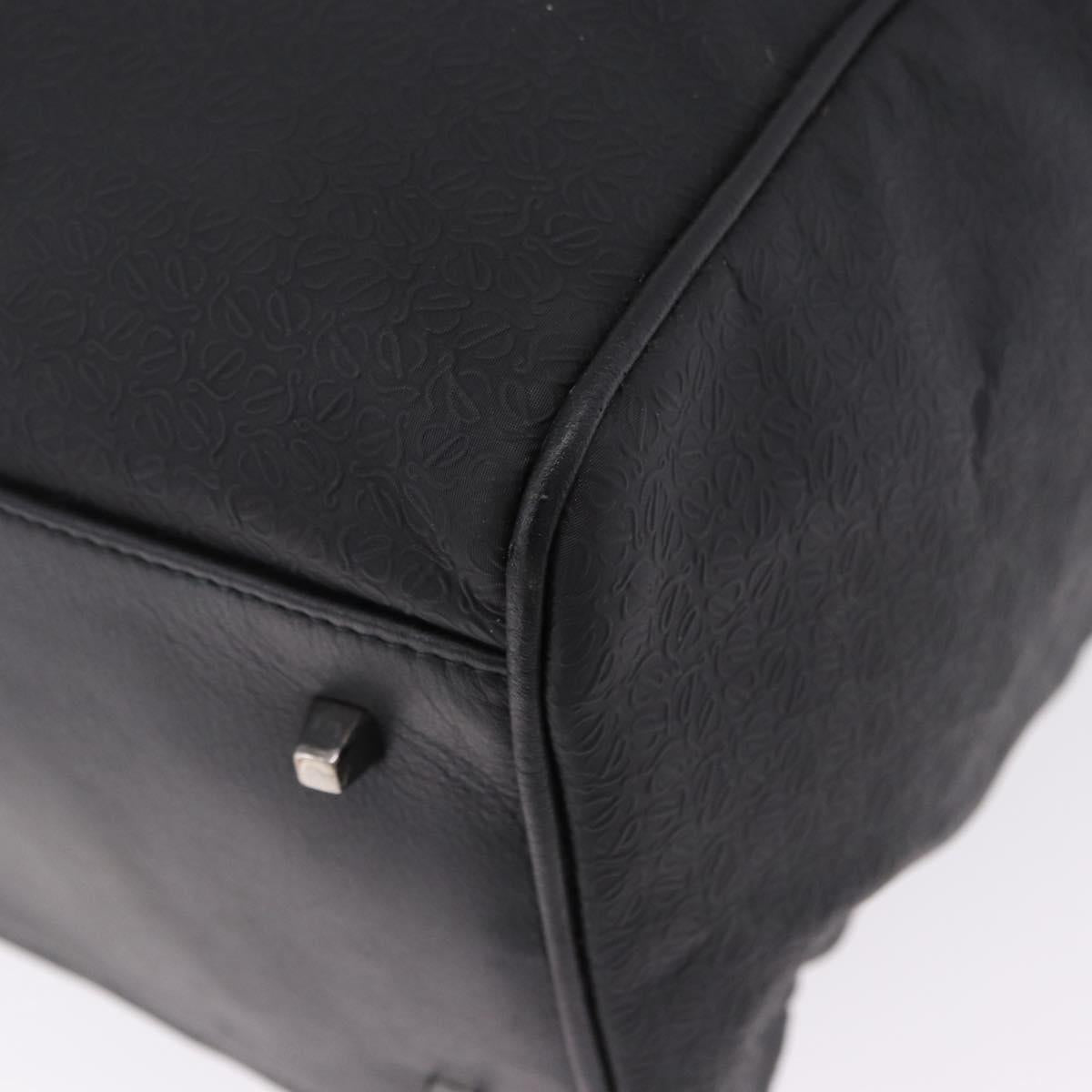 LOEWE Anagram Boston Bag PVC Leather Black Silver Auth bs36557