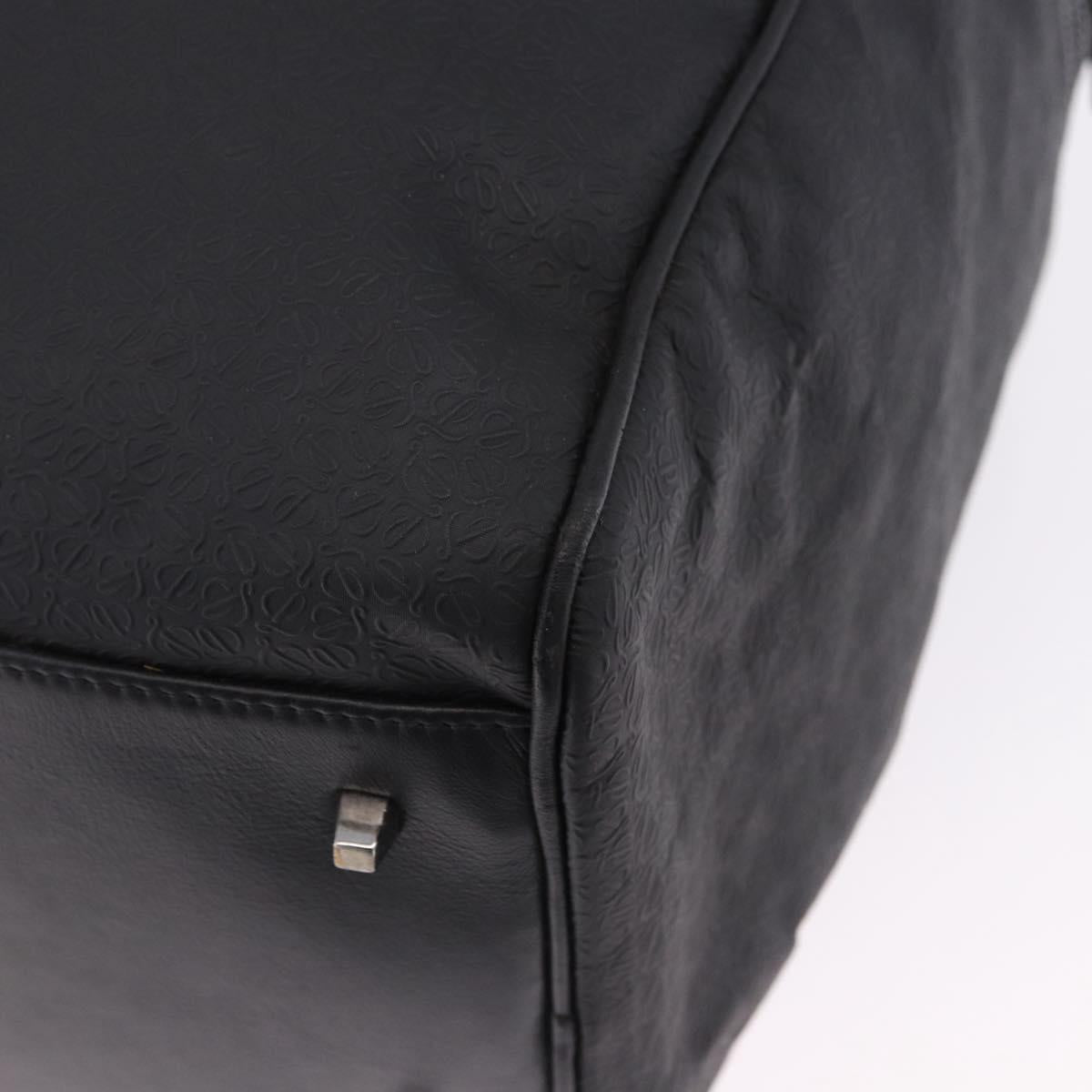 LOEWE Anagram Boston Bag PVC Leather Black Silver Auth bs36557