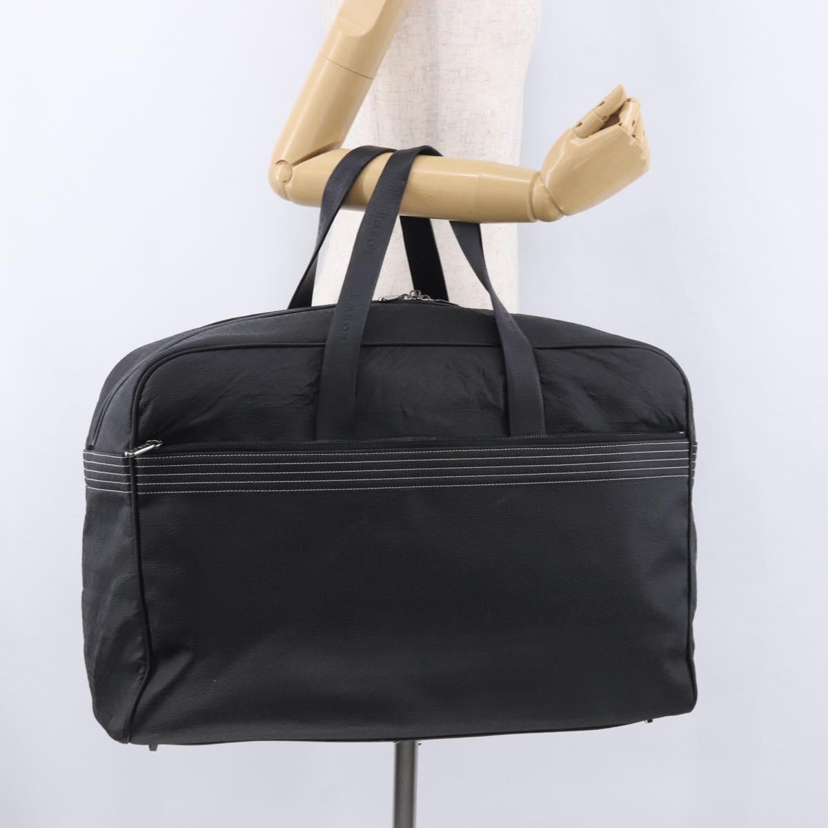 LOEWE Anagram Boston Bag PVC Leather Black Silver Auth bs36557