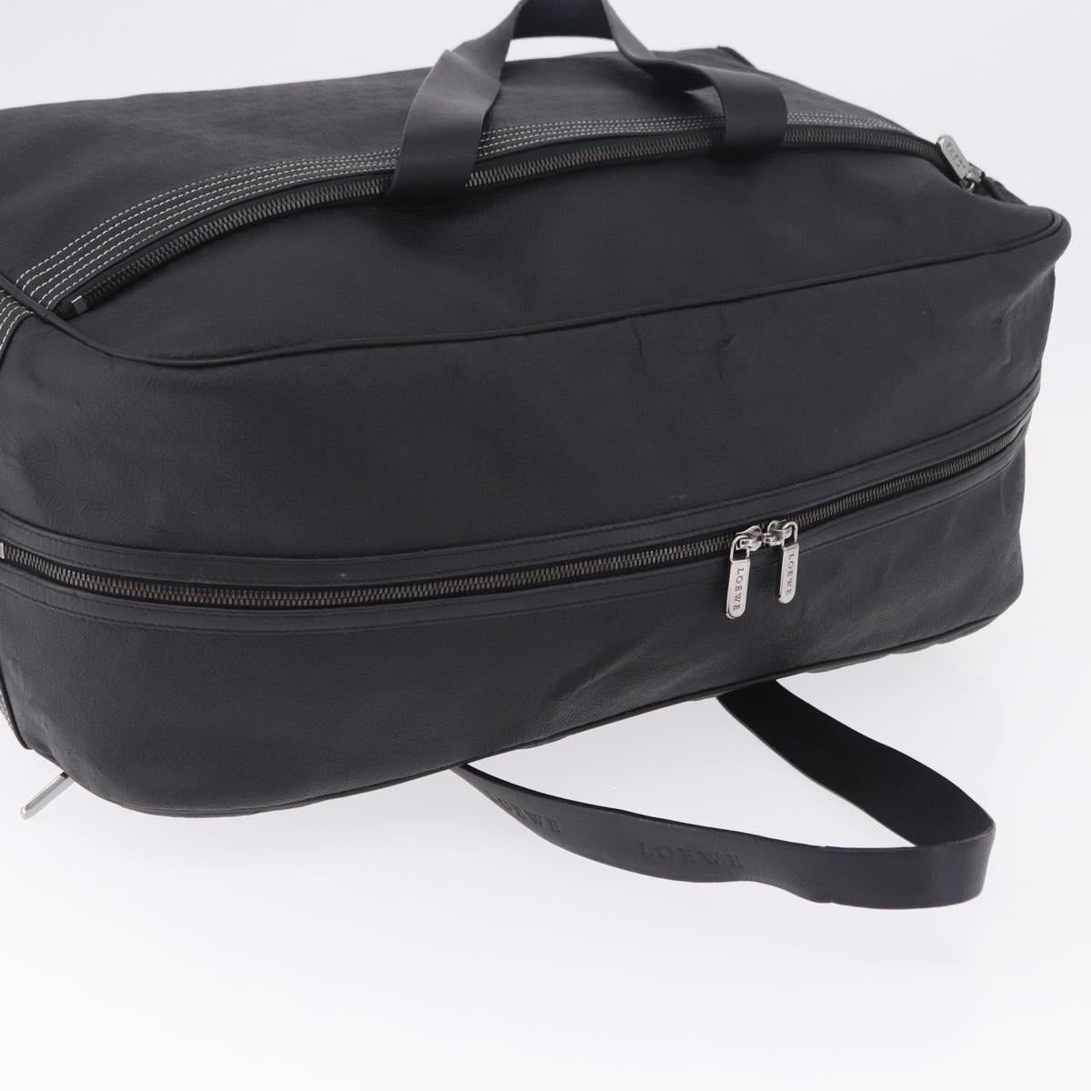 LOEWE Anagram Boston Bag PVC Leather Black Silver Auth bs36557
