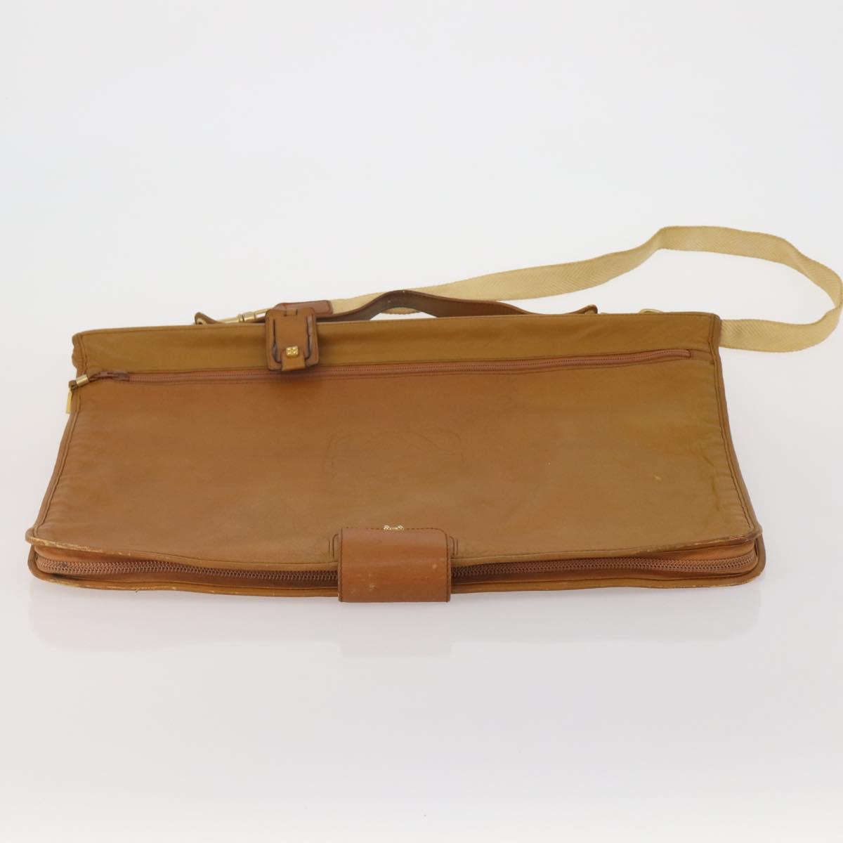 LOEWE Anagram Garment Cover Leather Beige Gold Tone Auth bs36558