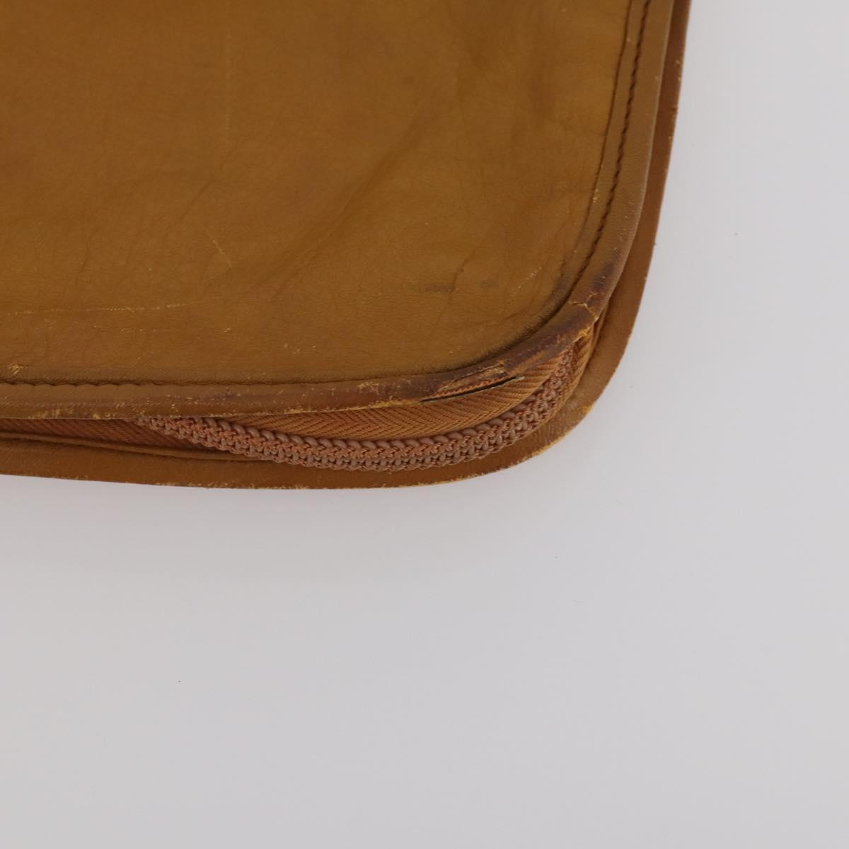 LOEWE Anagram Garment Cover Leather Beige Gold Tone Auth bs36558