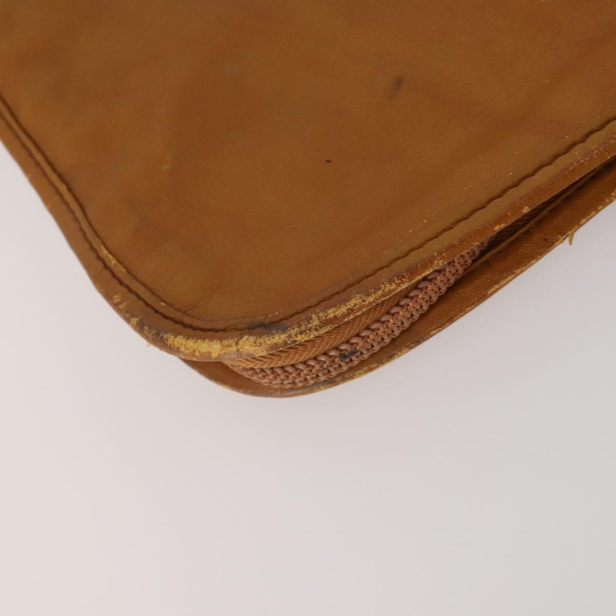LOEWE Anagram Garment Cover Leather Beige Gold Tone Auth bs36558