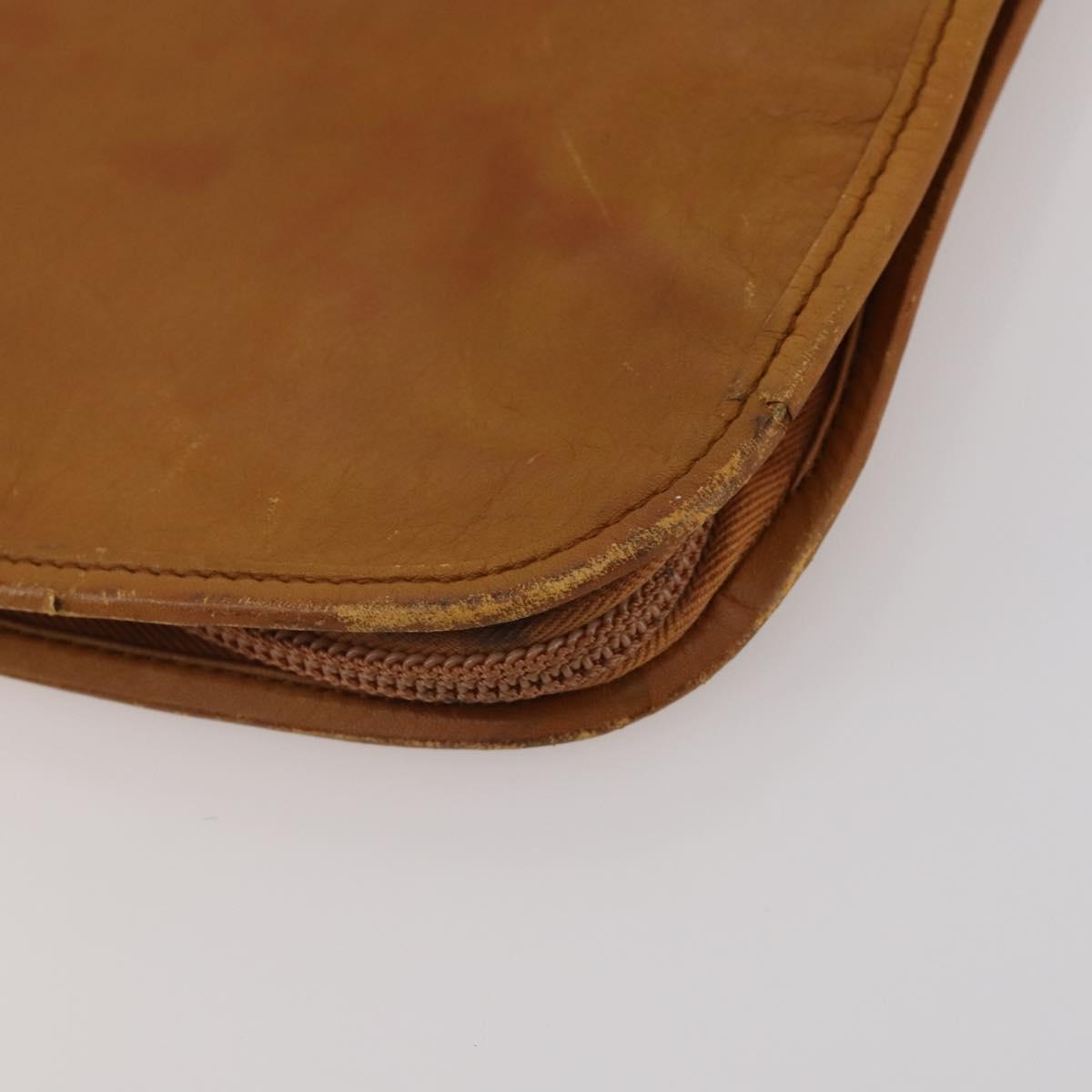 LOEWE Anagram Garment Cover Leather Beige Gold Tone Auth bs36558