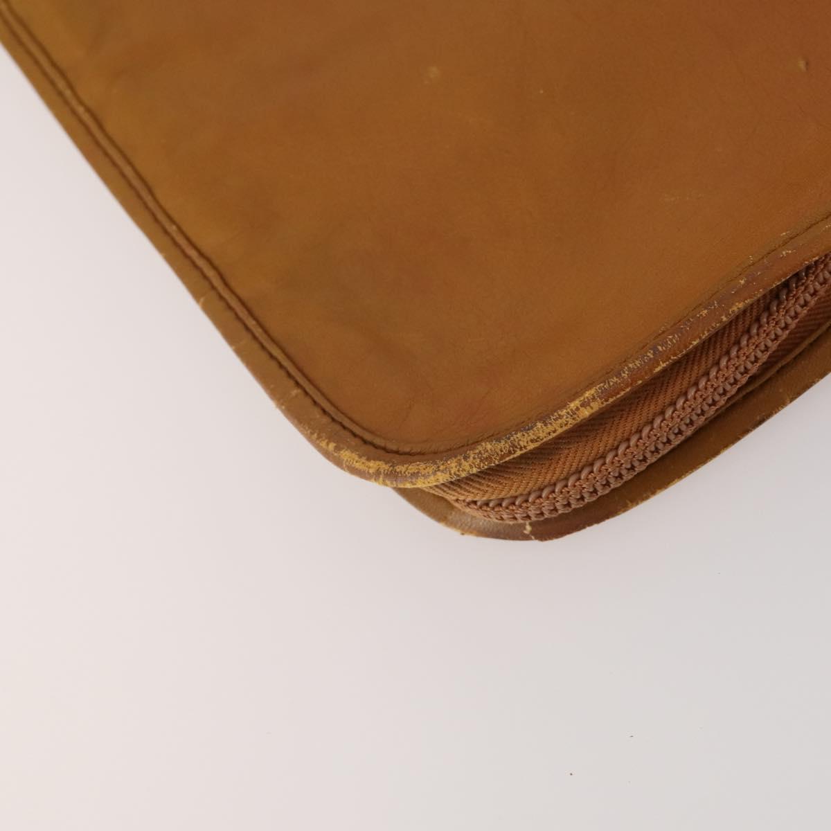 LOEWE Anagram Garment Cover Leather Beige Gold Tone Auth bs36558