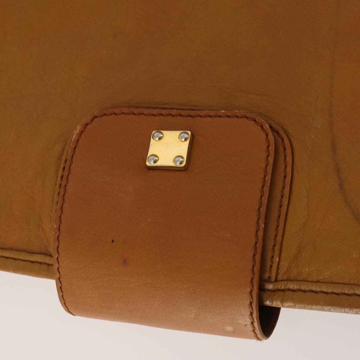 LOEWE Anagram Garment Cover Leather Beige Gold Tone Auth bs36558
