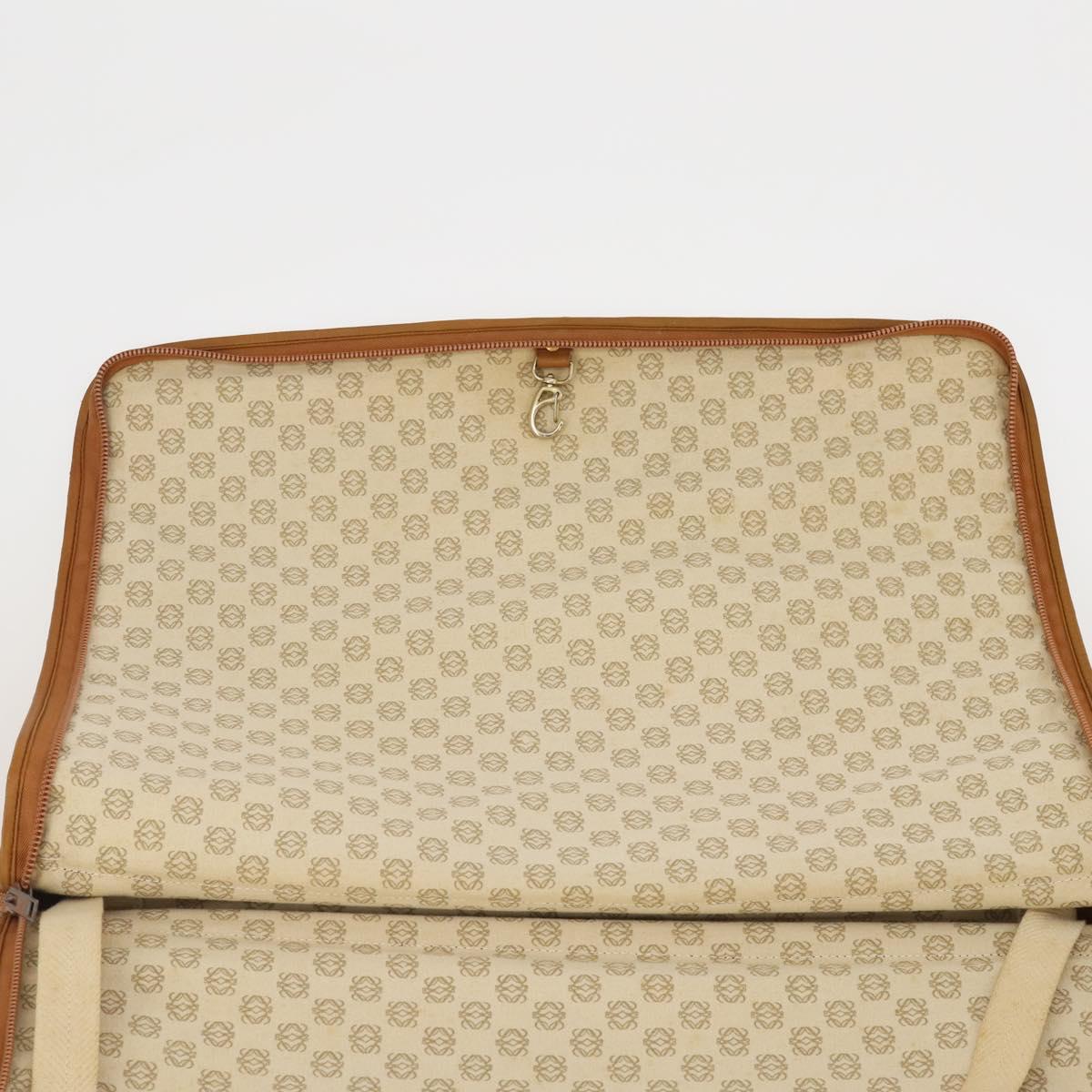 LOEWE Anagram Garment Cover Leather Beige Gold Tone Auth bs36558