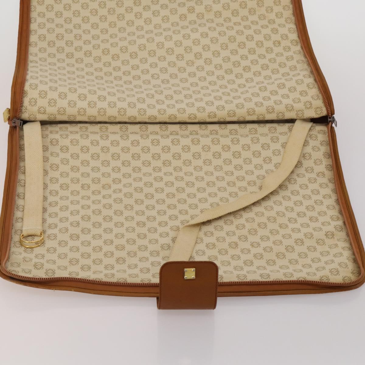 LOEWE Anagram Garment Cover Leather Beige Gold Tone Auth bs36558