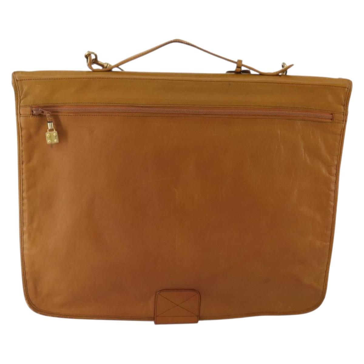 LOEWE Anagram Garment Cover Leather Beige Gold Tone Auth bs36558