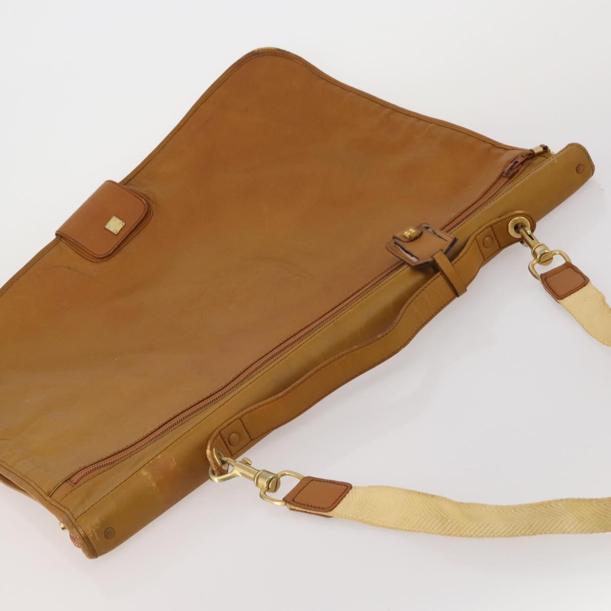 LOEWE Anagram Garment Cover Leather Beige Gold Tone Auth bs36558