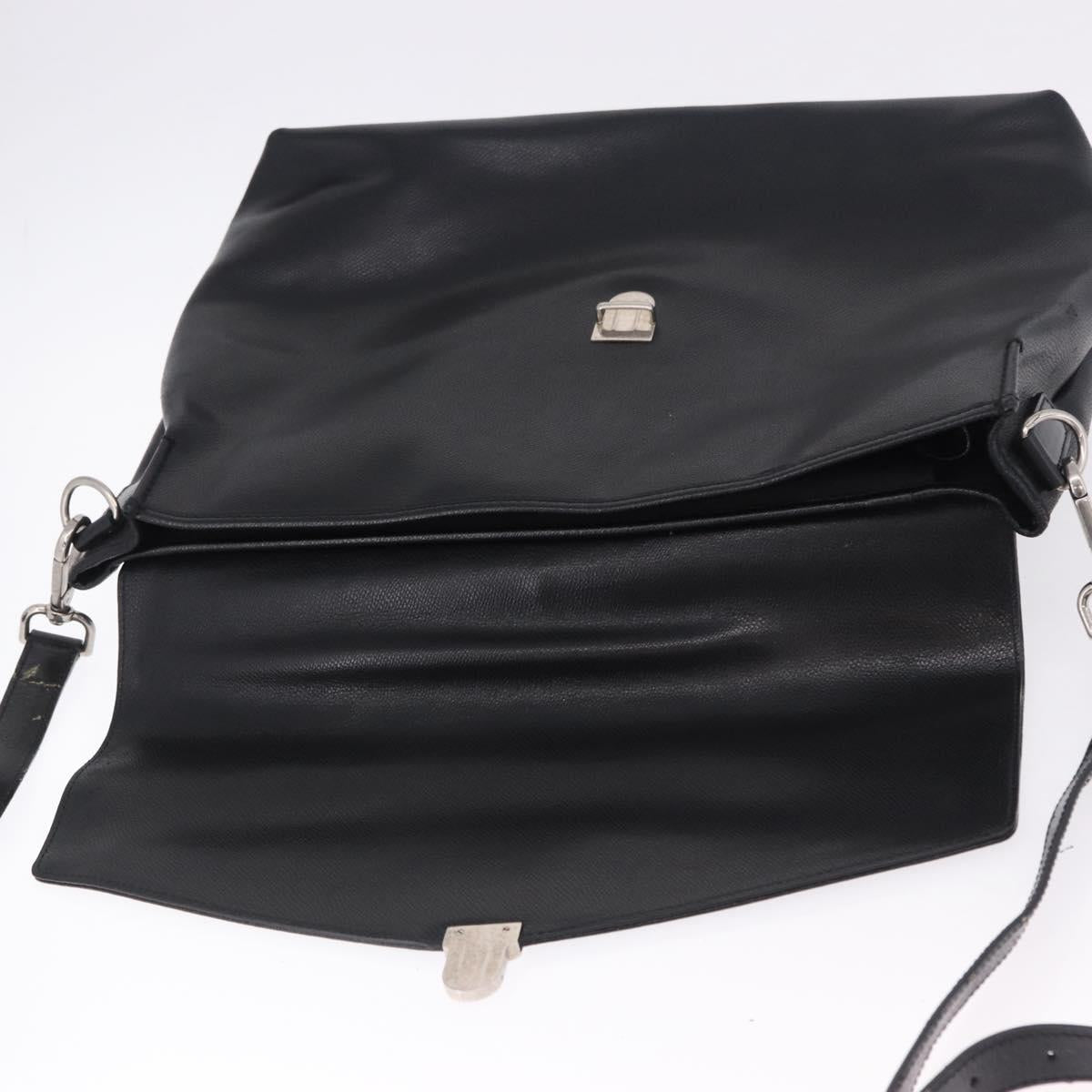 Salvatore Ferragamo Boston Bag Leather 2way Black Silver Auth bs36559