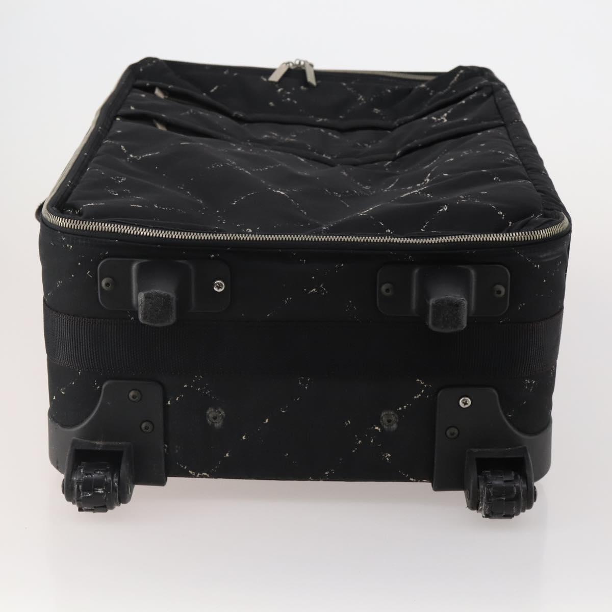 CHANEL Travel Line Carry Case Nylon Black Silver CC Auth bs36561