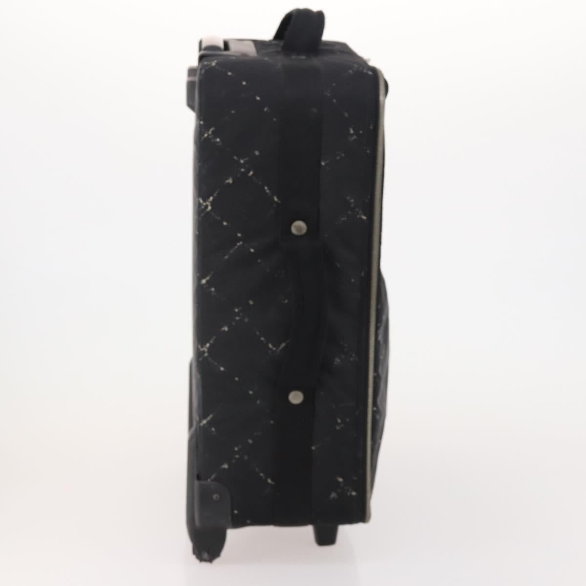 CHANEL Travel Line Carry Case Nylon Black Silver CC Auth bs36561