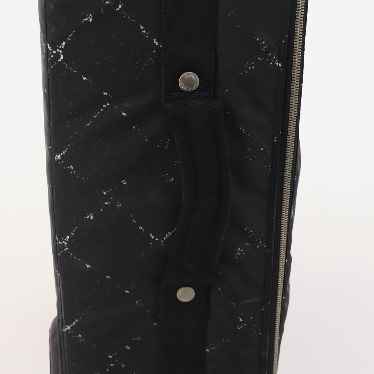 CHANEL Travel Line Carry Case Nylon Black Silver CC Auth bs36561