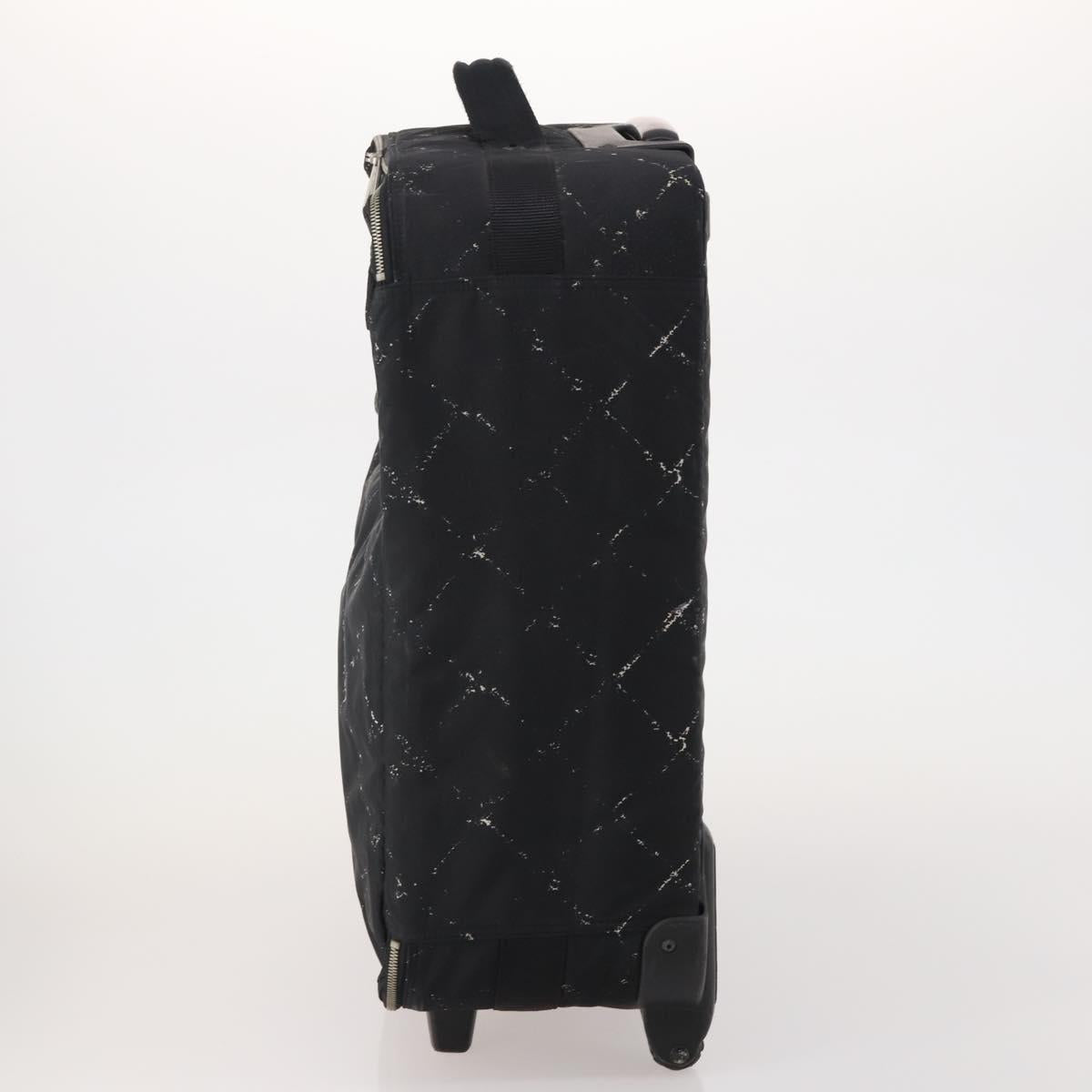 CHANEL Travel Line Carry Case Nylon Black Silver CC Auth bs36561