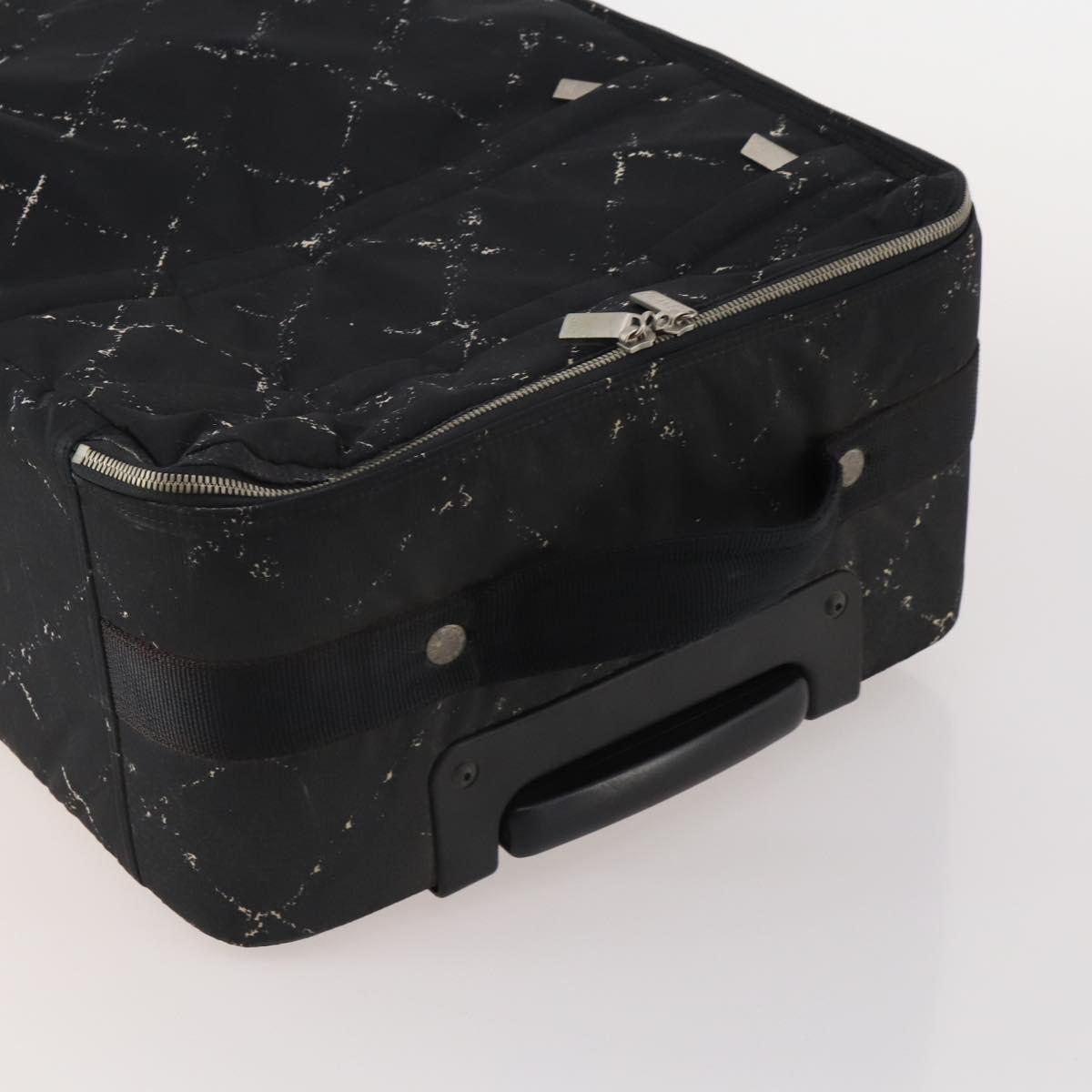 CHANEL Travel Line Carry Case Nylon Black Silver CC Auth bs36561