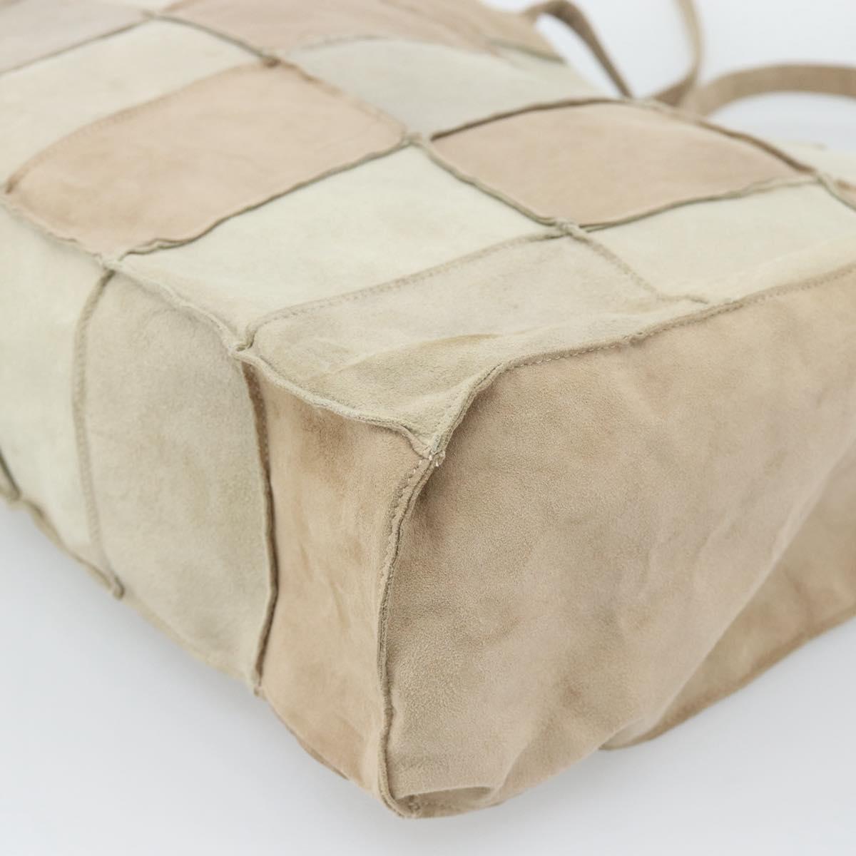 CHANEL Tote Bag Suede Beige CC Auth bs36562