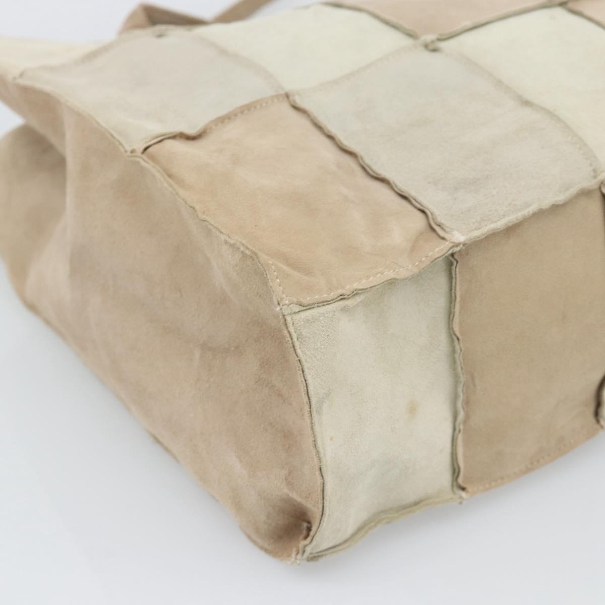 CHANEL Tote Bag Suede Beige CC Auth bs36562