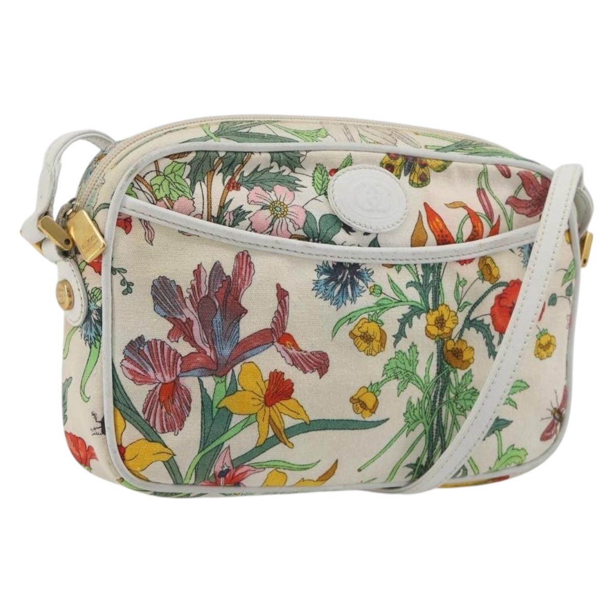 GUCCI Flora Shoulder Bag Canvas Multicolor Gold 007 113 1943 Auth bs36563
