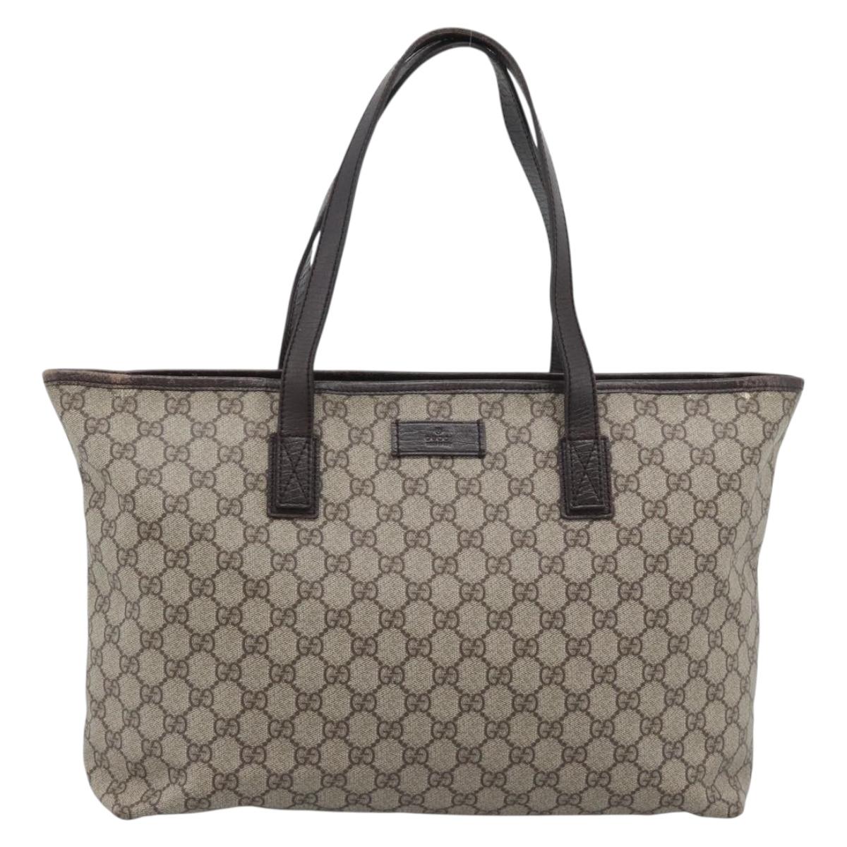 GUCCI GG Supreme Tote Bag PVC Beige 181084 Auth bs36565