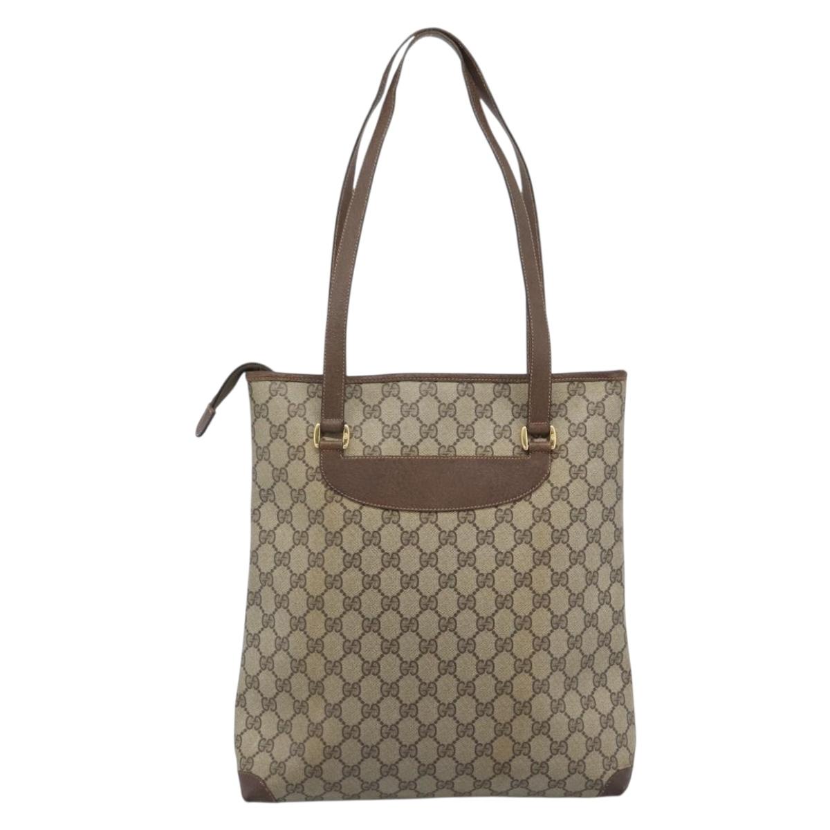GUCCI GG Supreme Web Sherry Line Tote Bag PVC Beige Gold 89 02 905 Auth bs36567