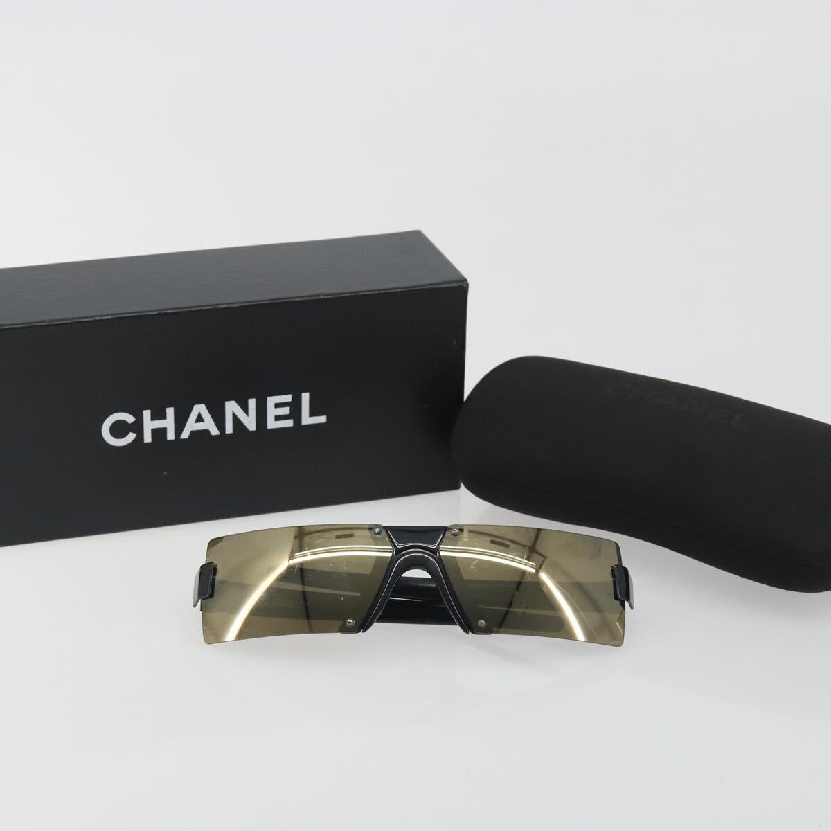 CHANEL Sunglasses plastic Black CC Auth bs36572