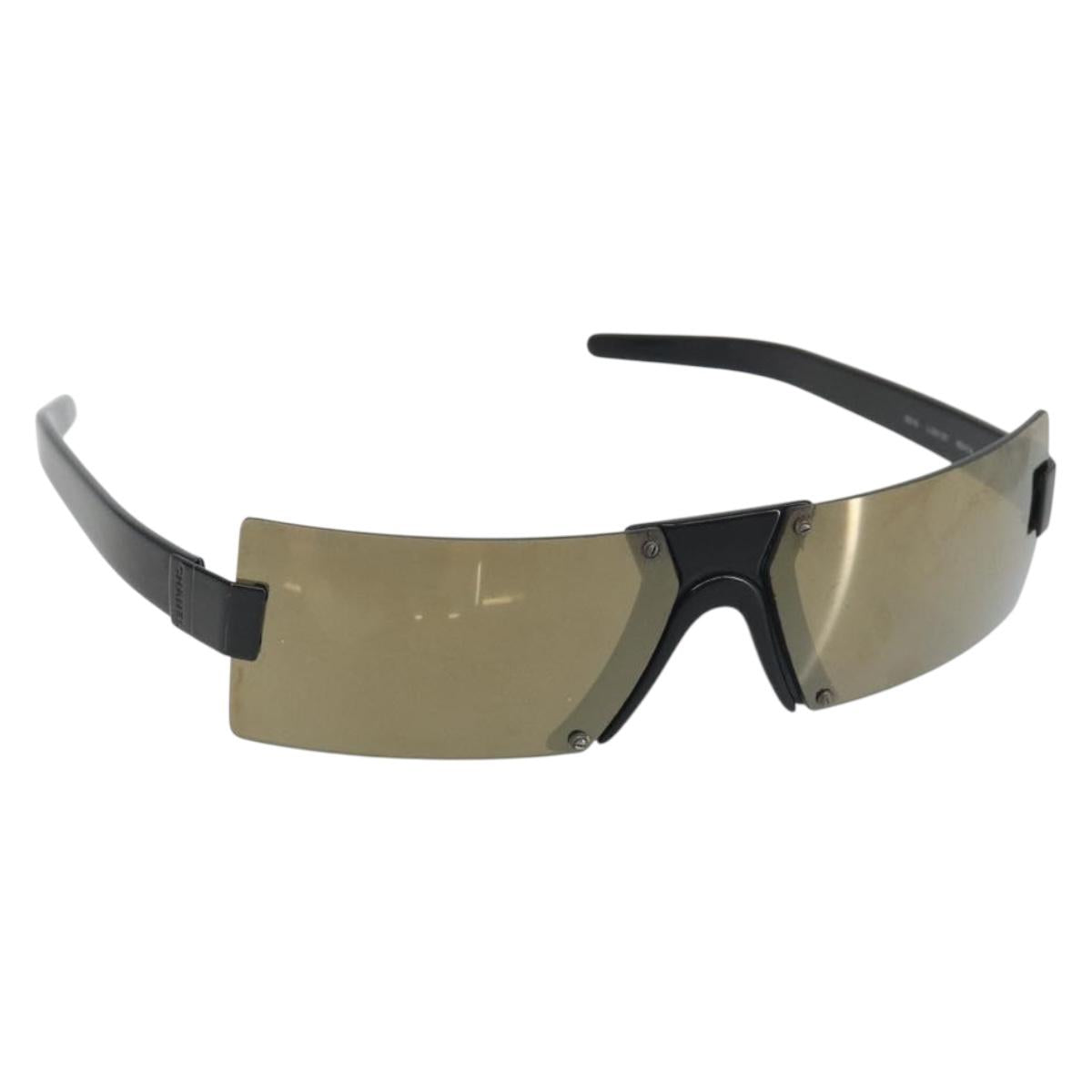CHANEL Sunglasses plastic Black CC Auth bs36572