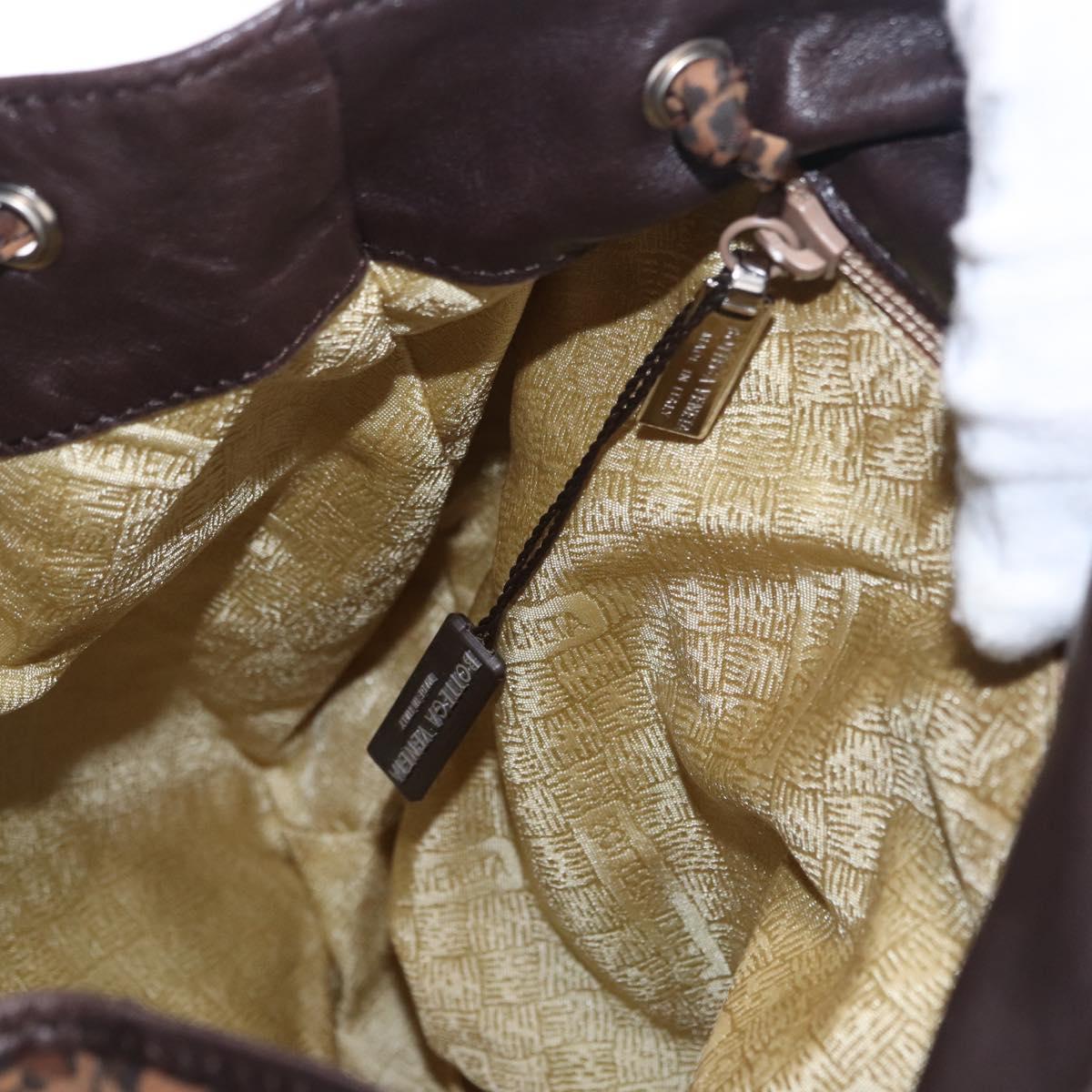 BOTTEGA VENETA Backpack Nylon Brown Gold Auth bs36573