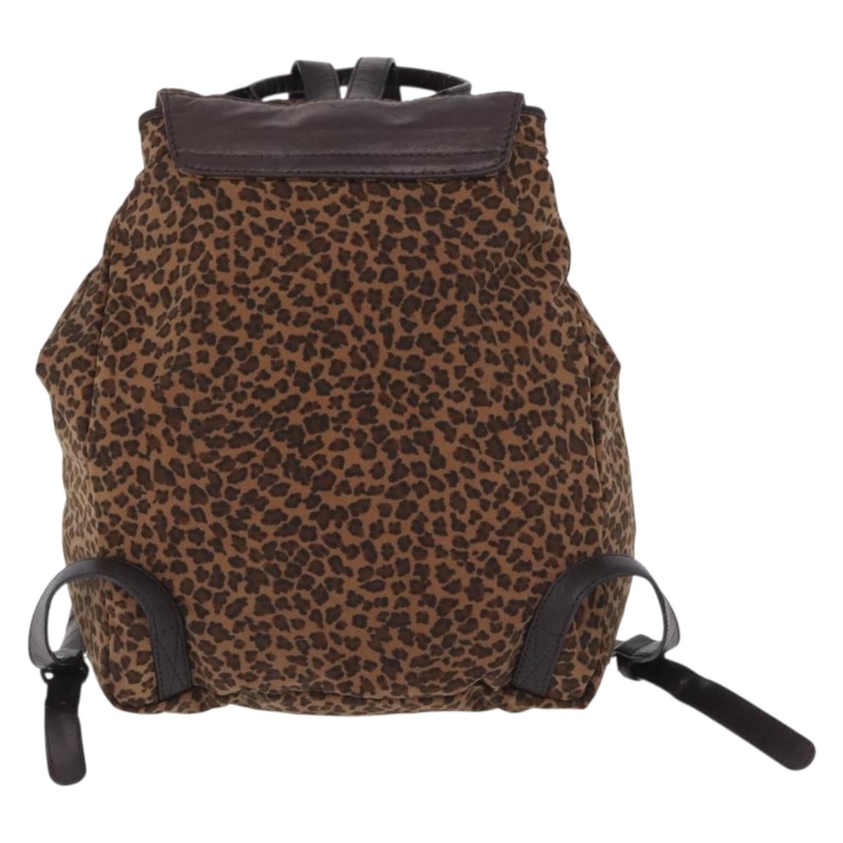 BOTTEGA VENETA Backpack Nylon Brown Gold Auth bs36573