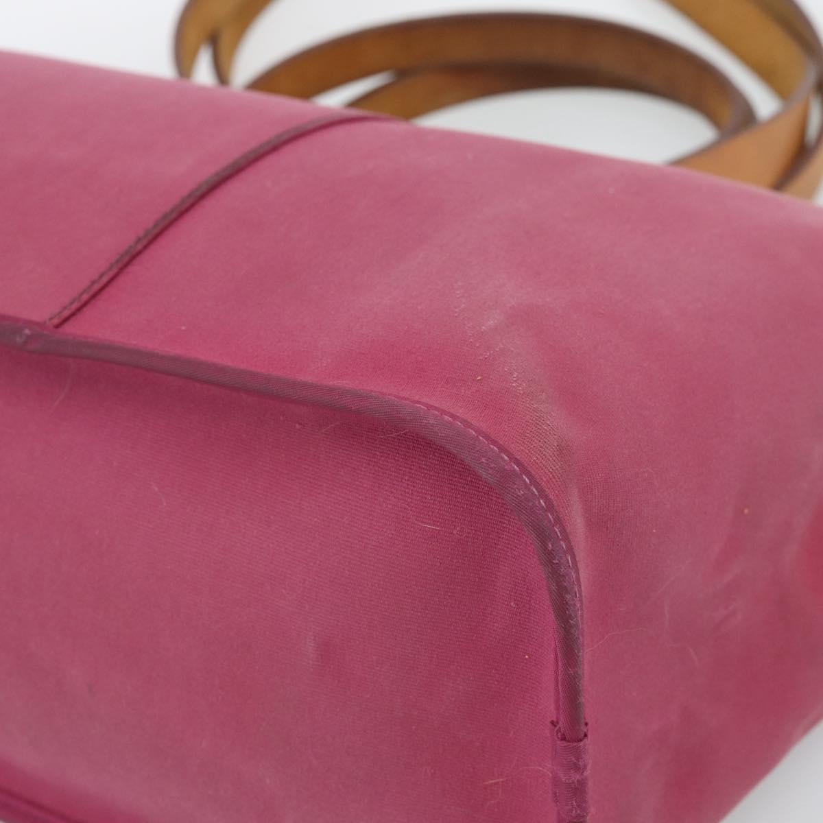 HERMES Kabak Elan PM Hand Bag Canvas Pink Auth bs36581