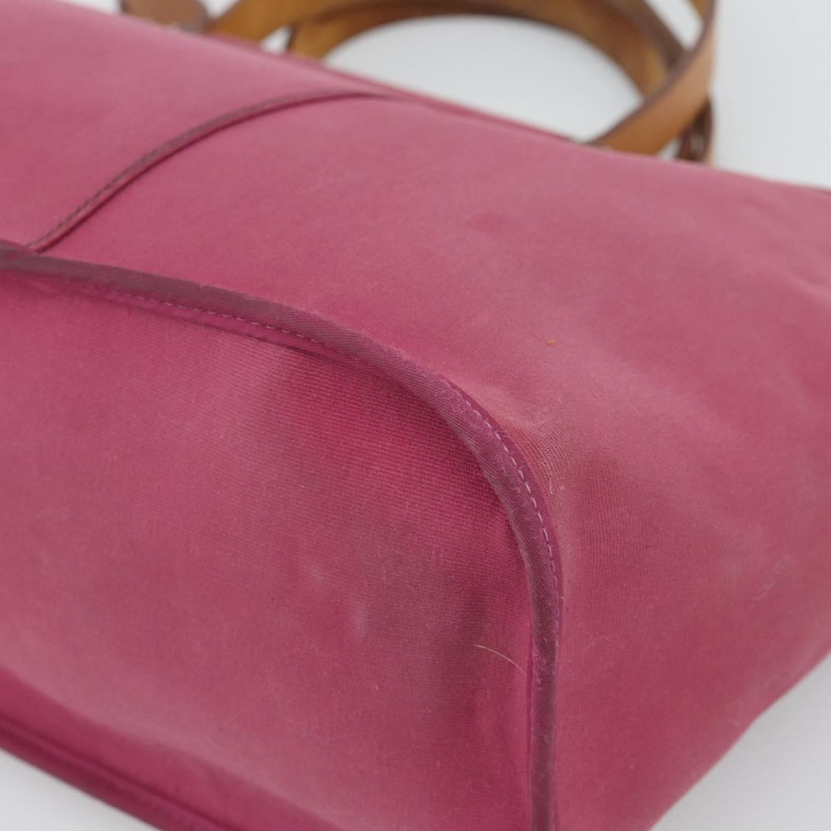 HERMES Kabak Elan PM Hand Bag Canvas Pink Auth bs36581