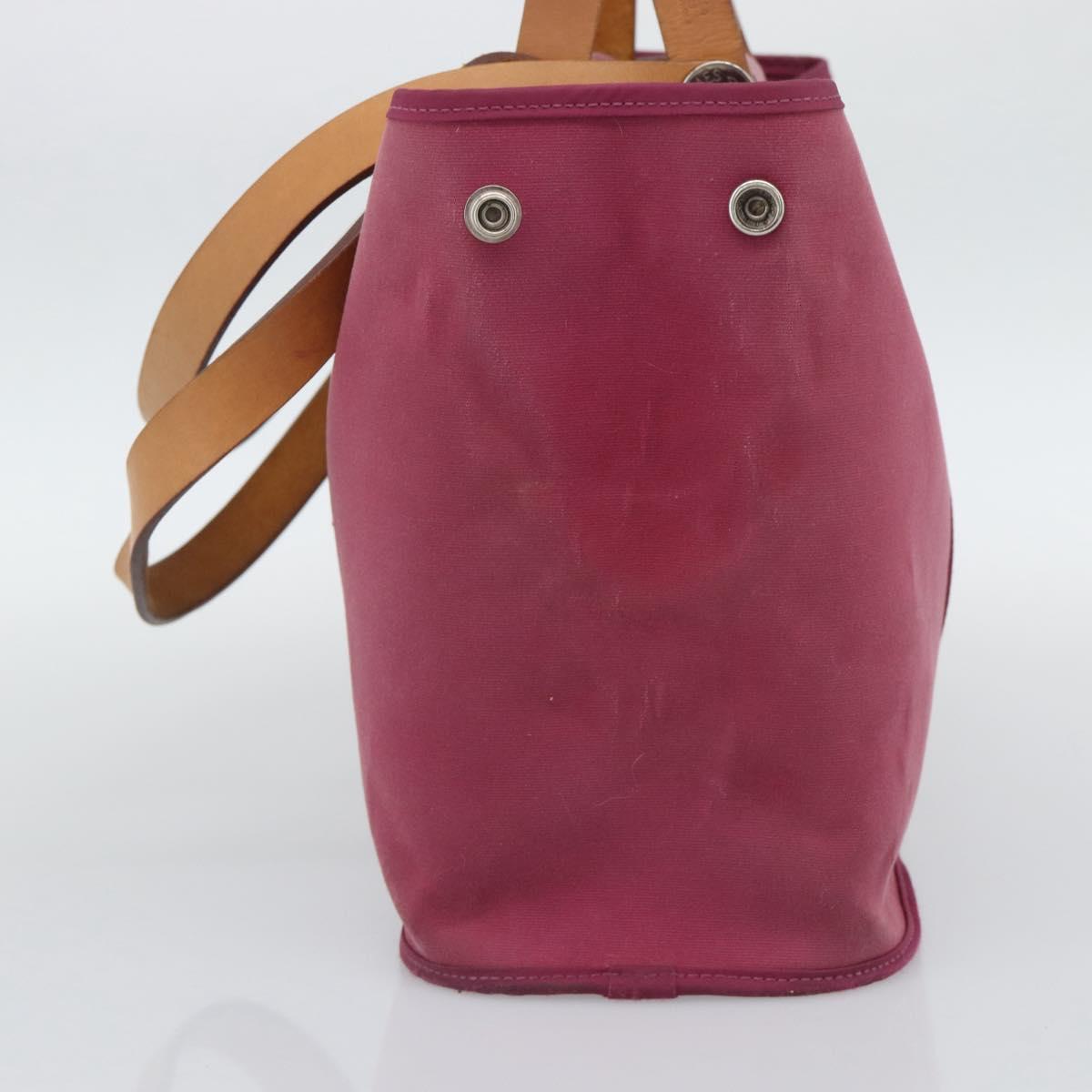 HERMES Kabak Elan PM Hand Bag Canvas Pink Auth bs36581